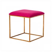 FOOTSTOOL-GOLD BASE-PINK TOP