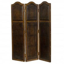 SCREEN-3PANEL-76H-LEATHER&WOOD