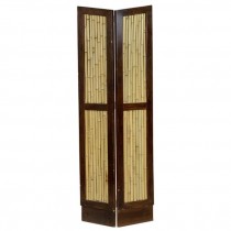 SCREEN-(2)Panel Bamboo Framed in Dark Wood