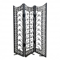 SCREEN-(3)Panel Metal Arch W/Horizon Flower & Filigree Heart