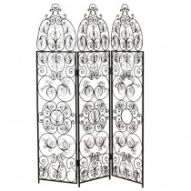 SCREEN-(3) Panel Black Filigree Metal