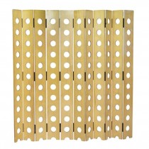SCREEN-11PANEL-NAT WOOD/CIRCLE CUTOUTS