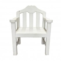 CHAIR-ARM WHITE SLATTED GARDEN