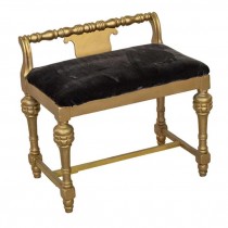 VANITY BENCH-With Gold Frame & Black Velvet Seat
