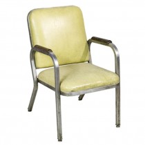 CHAIR-Vintage Office-Chrome Frame W/Yellow Vinyl Seat & Back