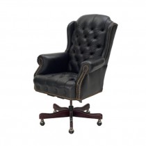 CHAIR-OFFICE-ARM-BLK LEATHER T