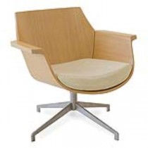 CHAIR-SWIVEL-OAK-CREAM LEATHER