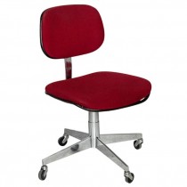 OFFICE CHAIR-A/L Red Wool Fabric Seat & Back/Chrome Base W/Wheels