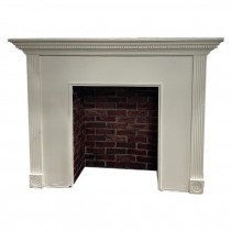 FIREPLACE-White Wood |Detailed Molding |Brick Interior