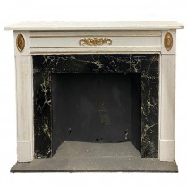 FIREPLACE-White |Gold Accents |Faux Marble