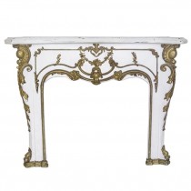 FIREPLACE MANTEL-Metal Painted White W/Antique Gold Accents
