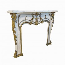 FIREPLACE MANTEL-Metal Painted White W/Antique Gold Accents