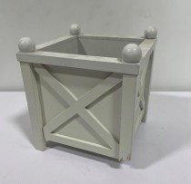 PLANTER-5" Square White Wood-Fence Design