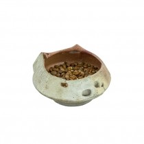 PLANTER-Plain Beige W/Exterior Indents & Pink Interior