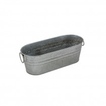 PLANTER-Long Galvanized Metal Bucket W/Ring Handles