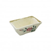PLANTER-Off White Ceramic W/Red Flower Buds & Leaves