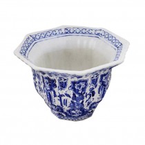 PLANTER-Blue & White Asian Scalloped Edge