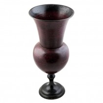 URN-Wooden Urn-Burnish Red W/Black Pedestal Base