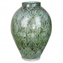 JAR-Large Green W/Moroccan Pattern
