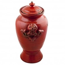 URN-CERAMIC-RED DISTRESSED-13"