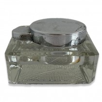 INKWELL-Clear Glass w/Chrome Lid Top