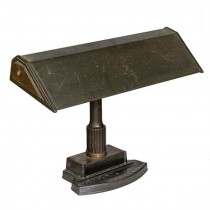 LAMP-DESK-Brown Metal/Copper Accents-Rectangle Hood & Change Dish at Base
