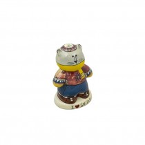 FIGURINE-Small "I Love Skiing" Bear W/Snow Sweater