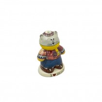 FIGURINE-Small "I Love Skiing" Bear W/Snow Sweater