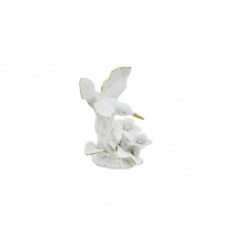 FIGURINE-White Bone China Humming Bird W/Flowers