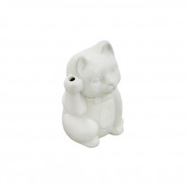 FIGURINE-7"-White Ceramic Lucky Asian Cat