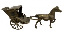 FIGURINE-BRASS HORSE/CARRIAGE