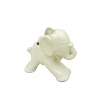 FIGURINE-Small Cream Ceramic Elephant W/Trunk Up