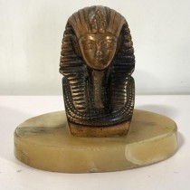 FIGURINE-EGYPTIAN PHARAOH BUST ON MARBLE BASE