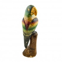 PARROT-ON PERCH WASHED WOOD