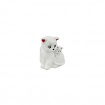FIGURINE-White Ceramic Mama Cat W/Kitten