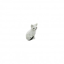 FIGURINE- Ceramic White Cat W/Black Tail