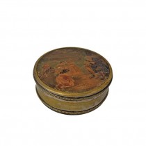 (52410135)BOX-w|LID-Vintage Chiseled Silver Metal-"Les Cheris Du Grand-Pere"