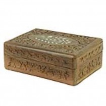BOX-SM CARVED WD/IVORY INLAY