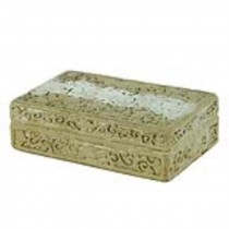BOX-WHT CARVED WOOD FLORAL