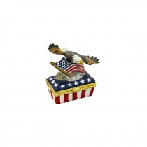 BOX-Ceramic Bald Eagle W/American Flag