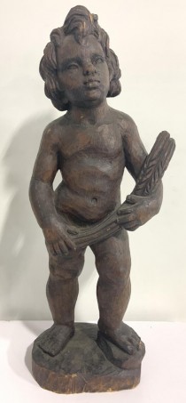 SCULPTURE-WOOD CARVED BOY 24"