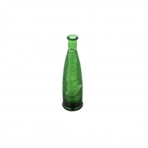 VASE-GREEN GLASS W/Horizontal Ribs From Top to Bottom