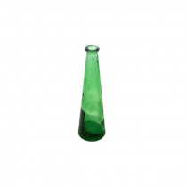 VASE-Green Hand Blown Transparent Glass/Cone Shaped