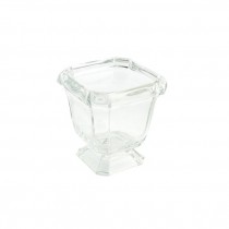 VASE-Thick Clear Glass Square W/Pedestal Base