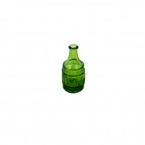 BUD VASE-Trasparent Green Glass/Whiskey Barrel Shap