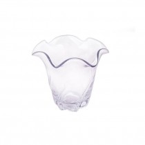 VASE-Clear Glass Floral Shape W/Ruffle Edge