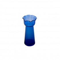 VASE-Navy Blue Transparent Glass W/Cylinder Body & Cup Neck