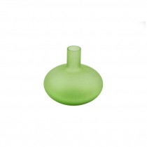 VASE-Light Green Frosted Glass W/Narrow Neck & Fat Round Middle