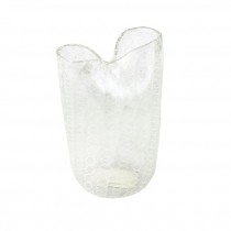 VASE-Clear Glass W/White Squiggles & Pinch @ Top