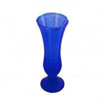 VASE-Frosted Blue Glass W/Footed Base & Fluted Neck